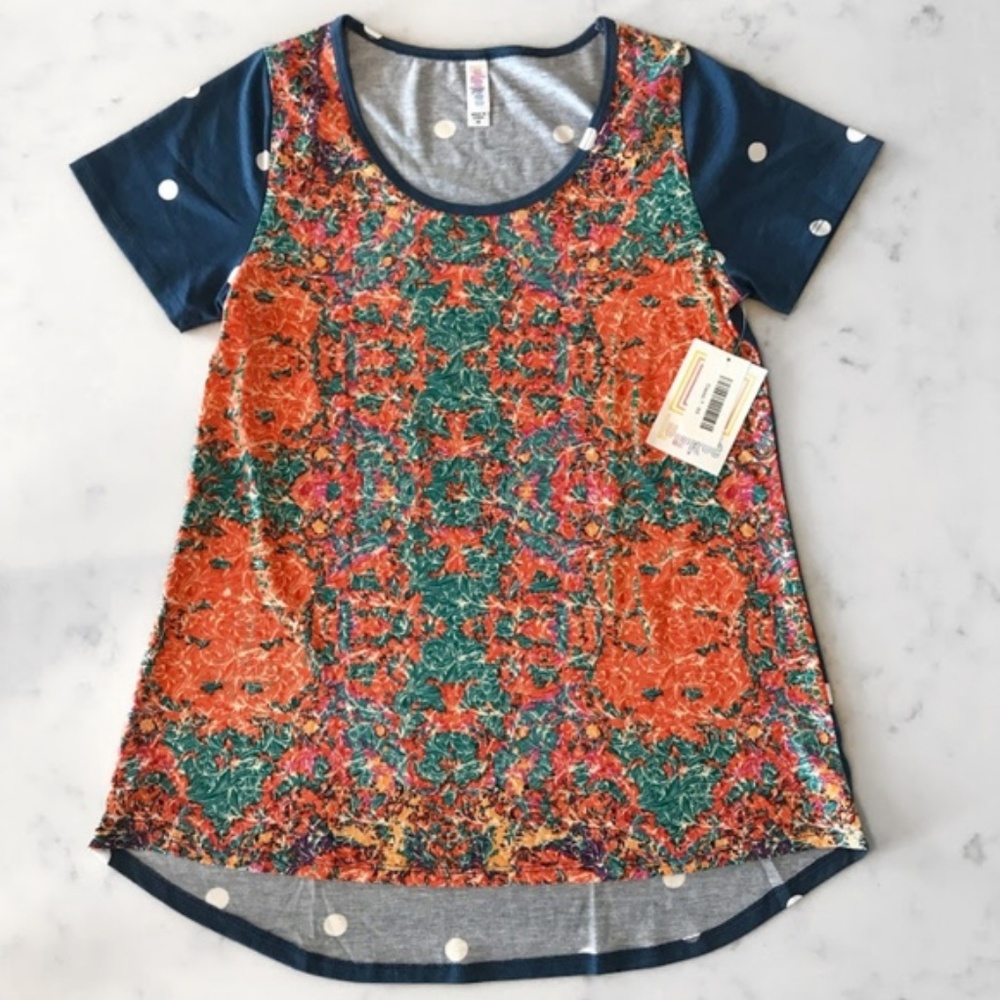 NWT LuLaRoe Classic T Mixed Print Floral Polka Dot Top XS Artsy Boho